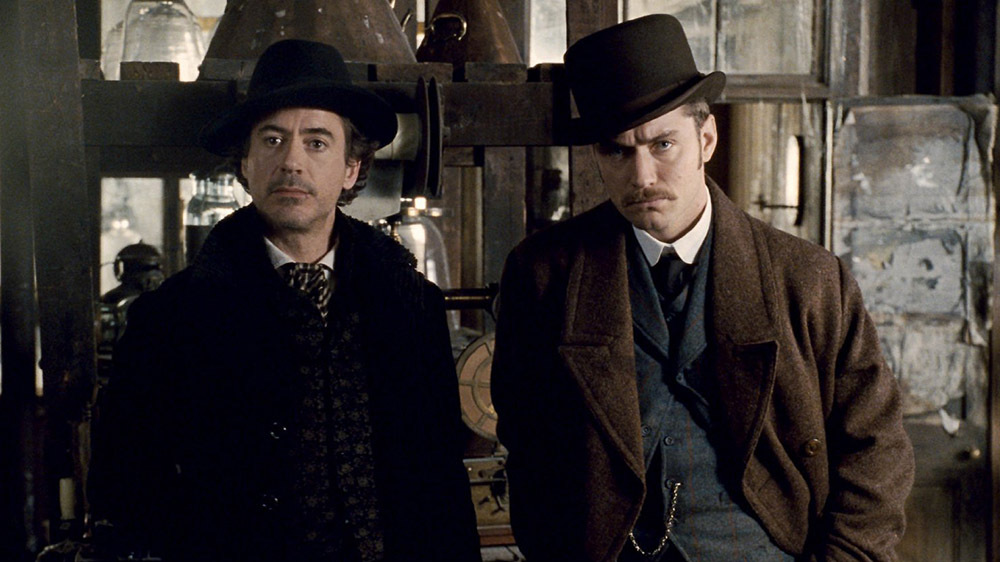 Robert Downey Jr and Jude Law as Sherlock Holmes and Dr Watson