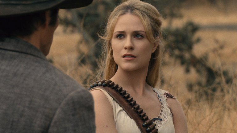 Dolores and Teddy in Westworld
