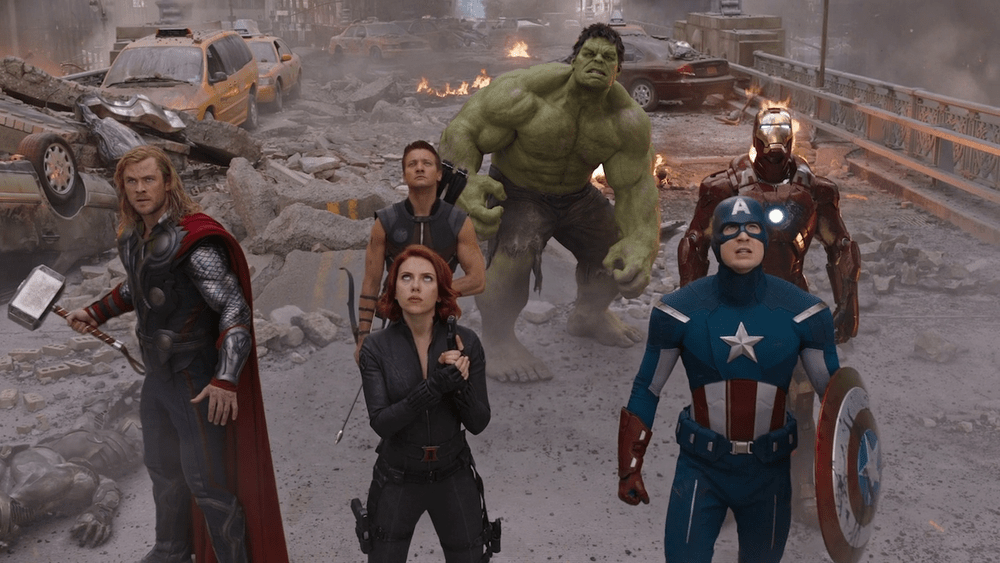 The main cast of The Avengers in the battle of new york