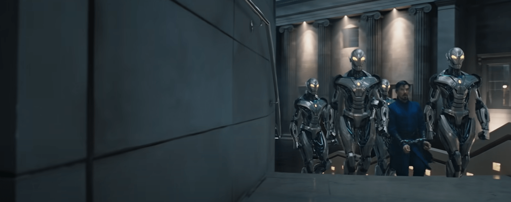 Ultron drones escorting Doctor Strange